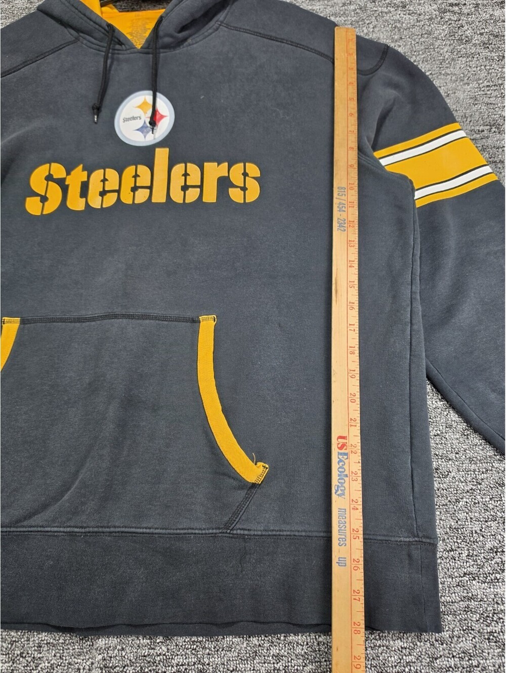 Vintage NFL Pittsburgh Steelers Pullover Hoodie Sweatshirt Black Yellow White - Picture 4 of 9
